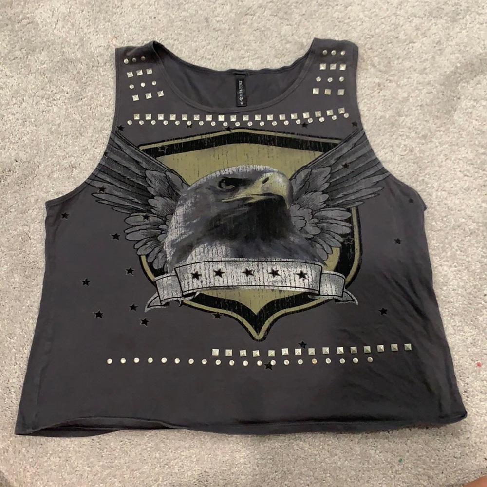 🔴➡️ 4/$10!!!!!⬅️🔴 
Bald eagle studded muscle tee style tank